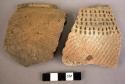 4 potsherds of broad open bowls with incised and pitted decoration