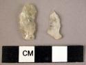 Quartzite lunate points, broken