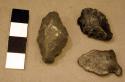 Stone, chipped stone, projectile points, 2 side-notched, 1 triangular