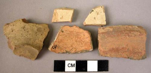 5 green buff slipped ware sherd - unclassified