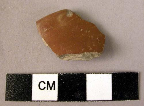 Potsherd - brown slip inside & out, polished; brown, fine, medium fire paste