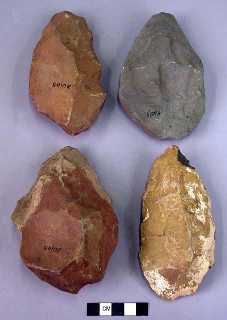 4 silt-shale handaxes (medium-sized)