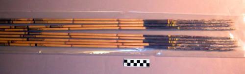 Fighting arrows - bamboo shafts; palm wood points with barbs bound on +