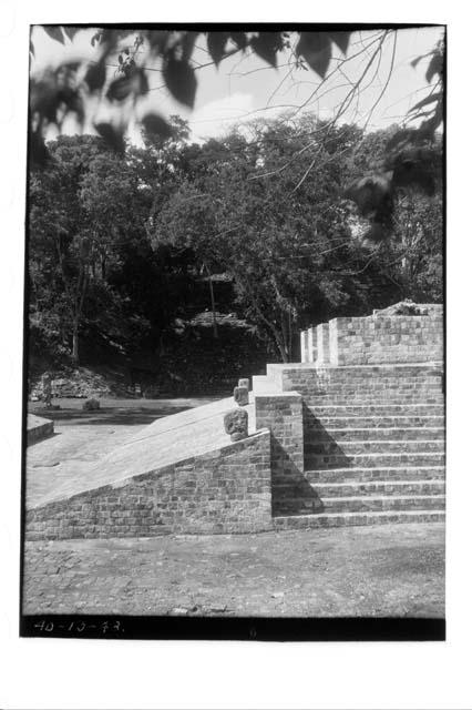 North end of west ball court bench