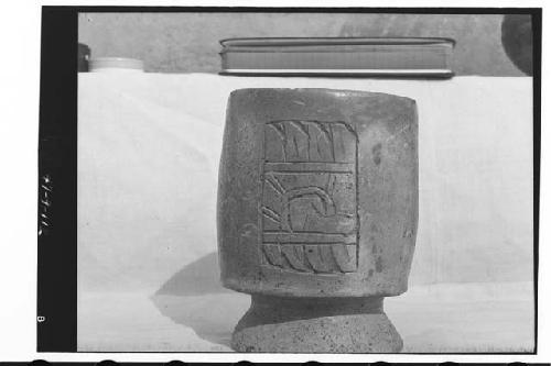Tiquisite ware carved vase on pedestal base