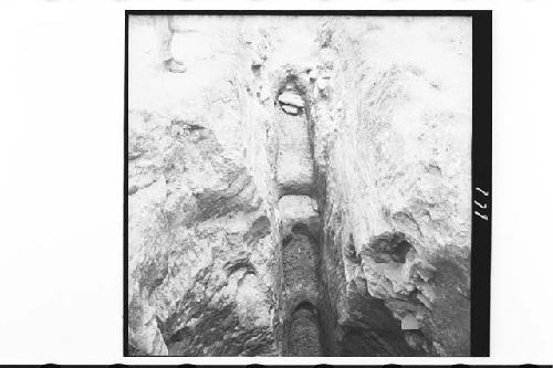 Trench leading down into tomb in mound 1