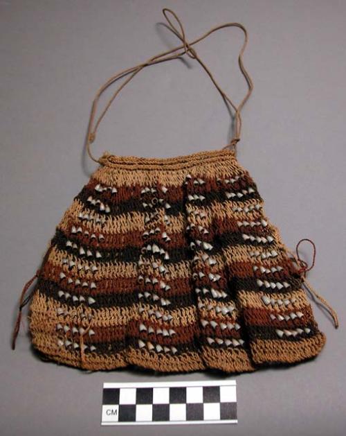 Bag made from pandanus root fiber, worn around neck - decorated with +