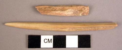 Bone awl and fragment