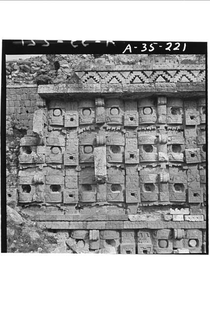 Masks on west facade, Str 2C6 (Casa 1); W facade; Rms 3-5