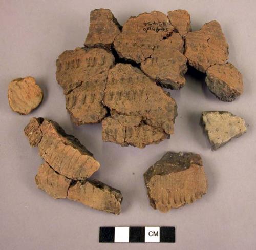 Rocker-stamped potsherds