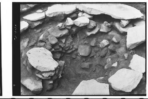 Central firepit after partial excavation, Round Structure in La Gruta