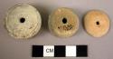 3 pottery spindle whorls