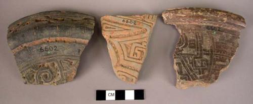 Earthenware sherds with incised designs