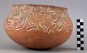 Earthenware bowl with cord-impressed and polychrome designs on exterior