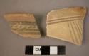 3 potsherds - Bichrome IV: imitation of Cypriote & other "Bichrome" wares