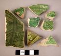 18 potsherds - green glaze