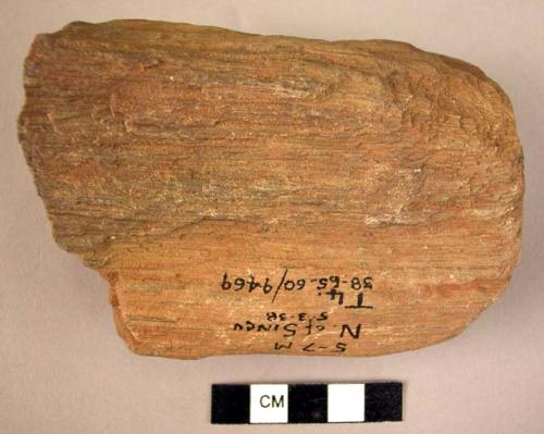 2 large steep-ended hand adzes of fossil wood