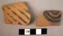 3 rim potsherds - painted on light, unslipped (A10)