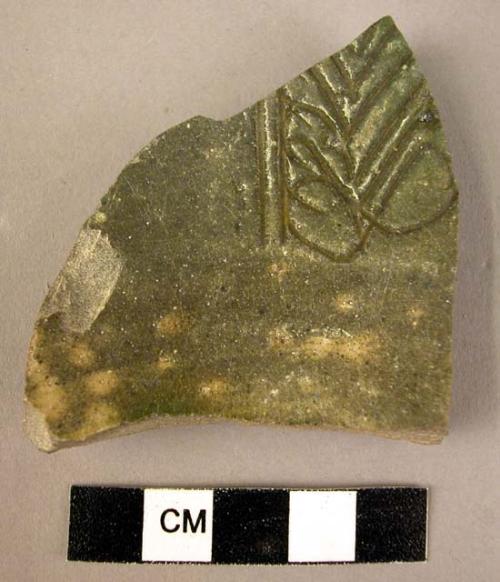 Potsherd - dark dull green glaze