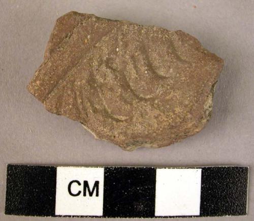 Potsherd - dark brown, incised