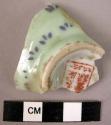 Base potsherd - modern; blue and white glaze