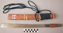 Knife - with wooden sheath, metal blade square-edged