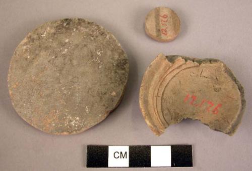 Clay disks and sherd