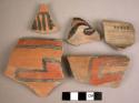 Fragments of pottery, colored pattern