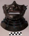 Face mask and gorget, lacquered metal with 1 spiked cheek, tiered gorget