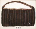 Woven bag, brown, tan stripes, woven seam, stepped handle design