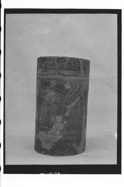 Incised and painted, tall cylindrical vase (R-201) from Tomb Cache.