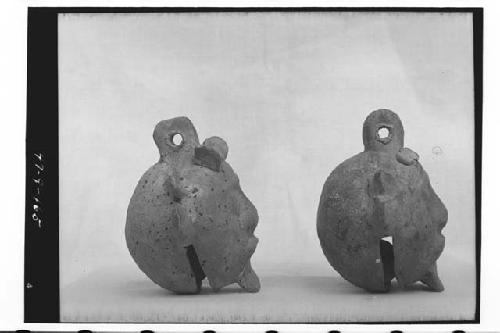 Two effigy pottery bells - R-150, R-1.