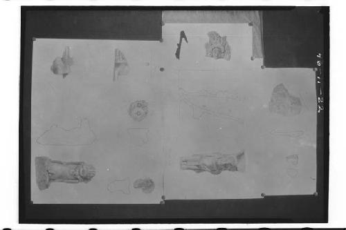 Tejeda drawings of figurines and figurine fragments