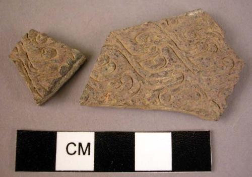 2 incised design potsherds