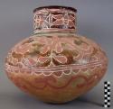 Earthenware vessel with cord-impressed and polychrome designs