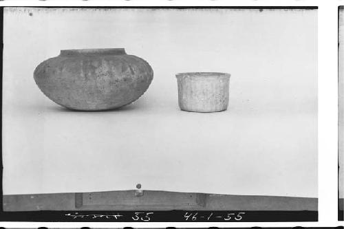 Orange flaked vessel & gray flaked cylinder