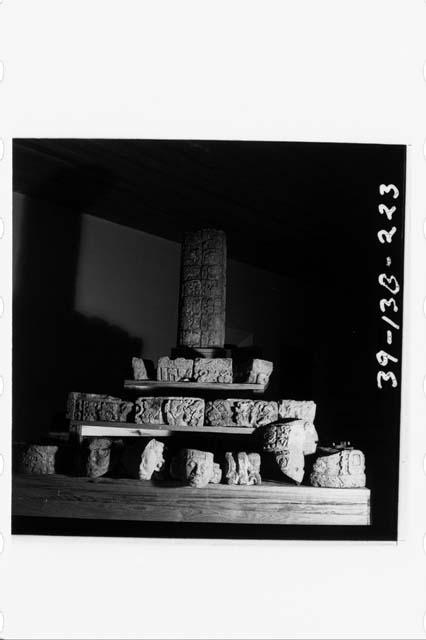 Stela 11 and Glyph Stones from Temple 26.