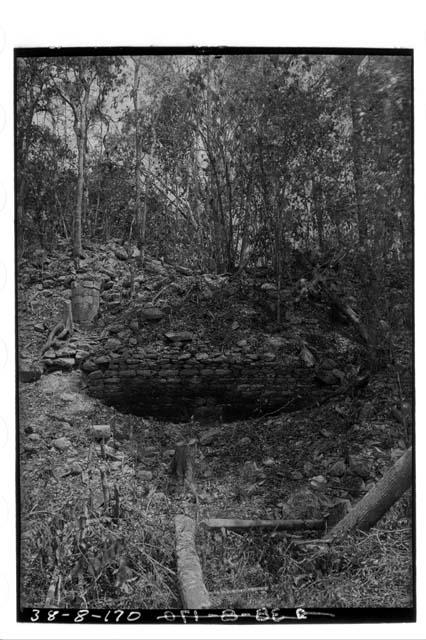 Round column to left and above vault, south side of building 9