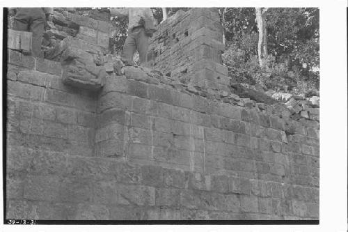 Upper terrace showing sculptured alligator and east panel