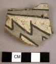 Ceramic sherd, black, white, and gray painted