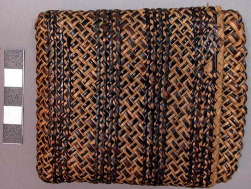 Basketry cigarette case, woven brown decoration