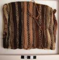 Wool bag - warp faced with plain and beaded warp stripes in brown, tan+