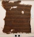 Organic, woven fiber, textile fragment, brown stripes in groups of four