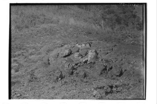 Distant view of El Sapo rock carvings