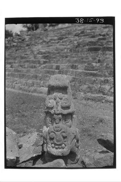 Stone head of long-nosed god