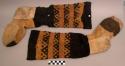 Sock, 1 pair, knit wool, brown, beige and red-brown, soles and heels patched