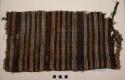 Organic, woven fiber, textile fragment, brown, blue, red striped