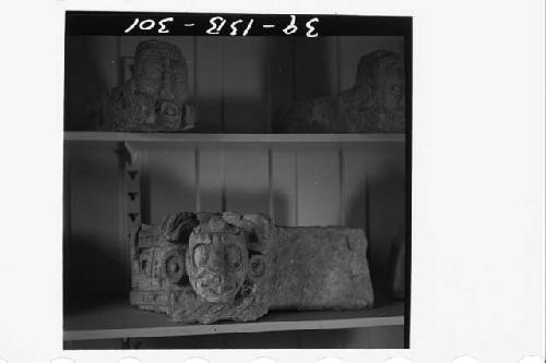 Stone head and carved decor with tenon