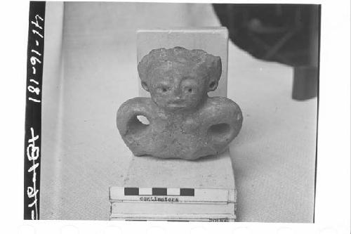 Head and Shoulders of Pottery Female (?) Figurine