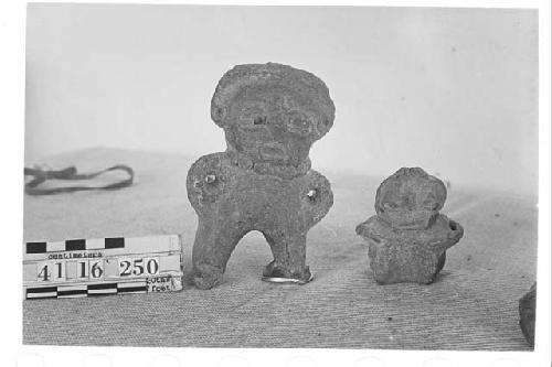 Two pottery Figurines with Applique Features